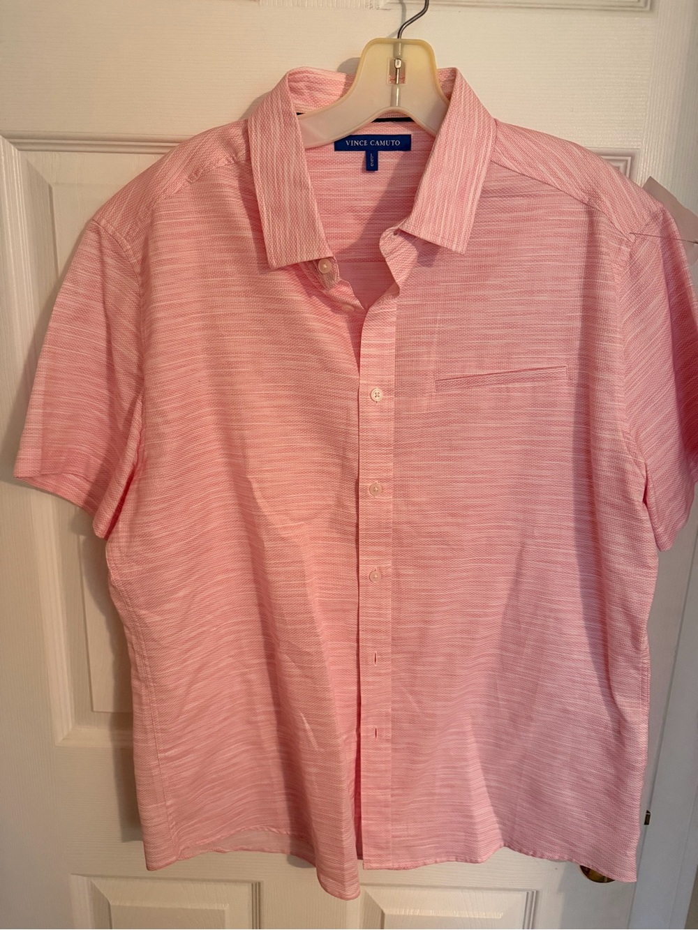 Vince Camuto Men's Light Pink Short Sleeve Button-Down Shirt
